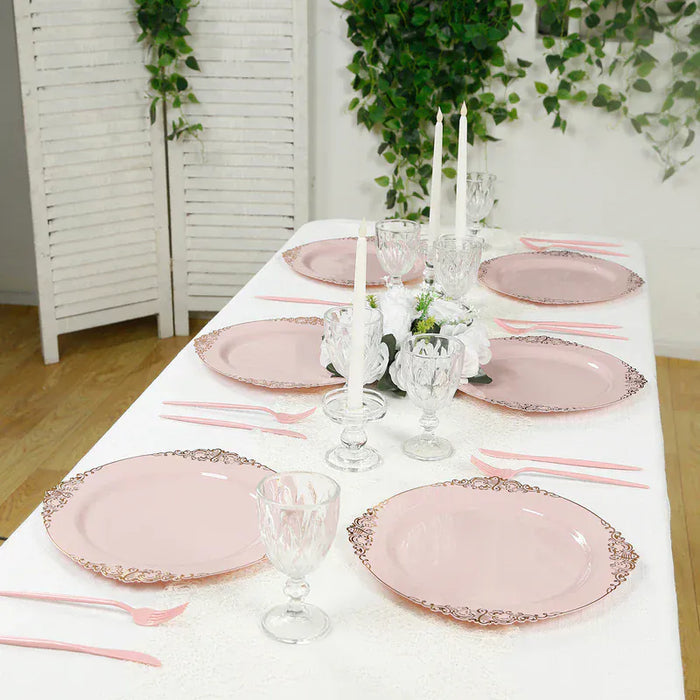 20 Round 13" Plastic Charger Plates with Embossed Baroque Rim