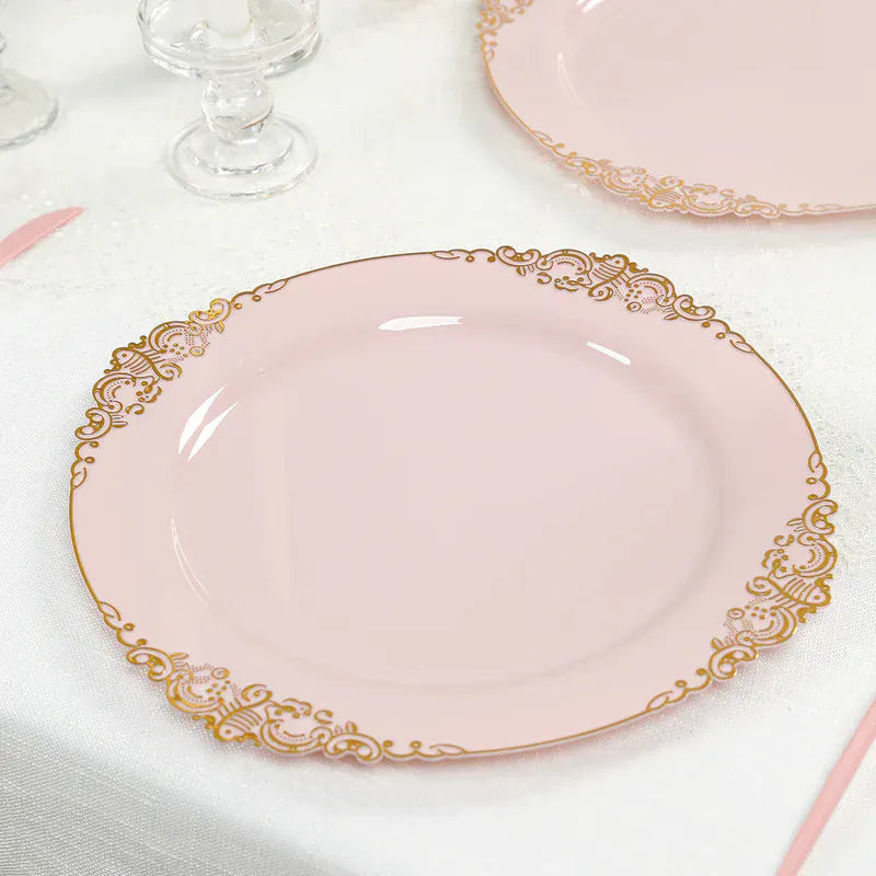 20 Round 13" Plastic Charger Plates with Embossed Baroque Rim