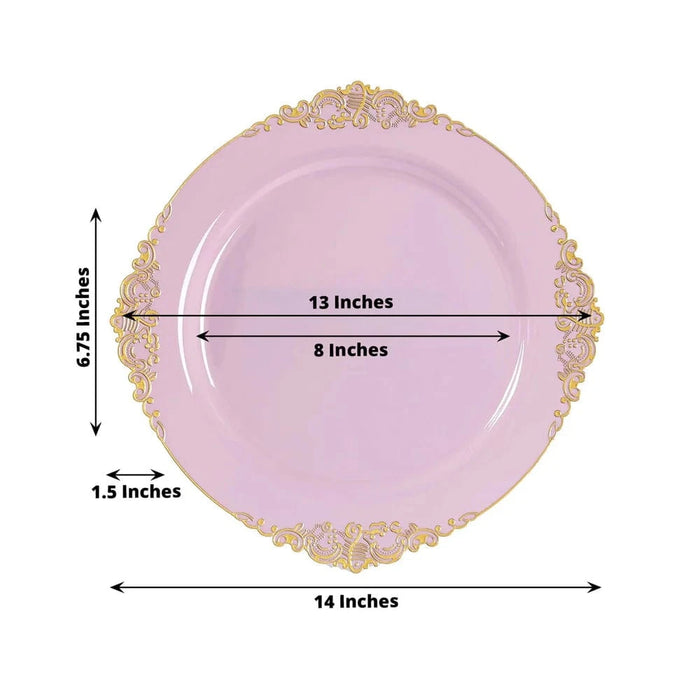 20 Round 13" Plastic Charger Plates with Embossed Baroque Rim