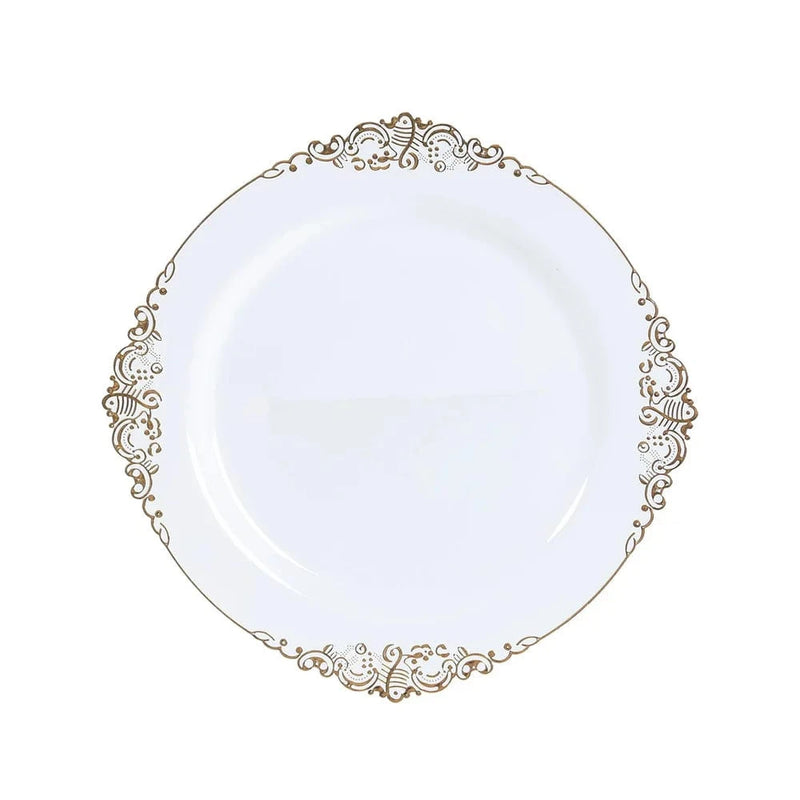 20 Round 13" Plastic Charger Plates with Embossed Baroque Rim
