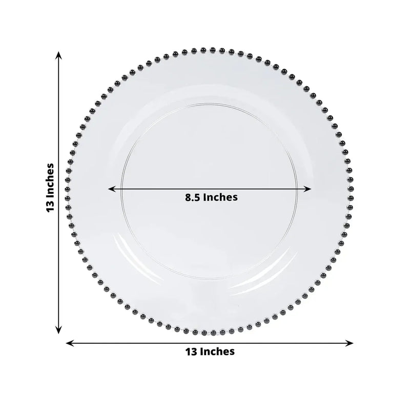 10 Round 13" Plastic Charger Plates with Beaded Rim