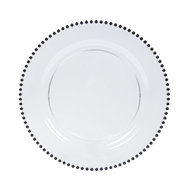 10 Round 13" Plastic Charger Plates with Beaded Rim