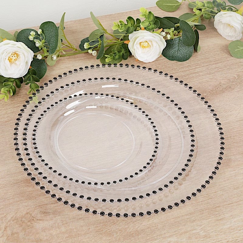 10 Round 13" Plastic Charger Plates with Beaded Rim