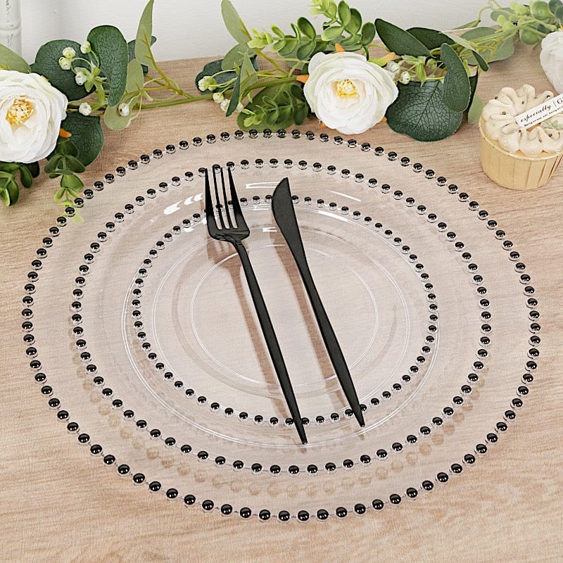 10 Round 13" Plastic Charger Plates with Beaded Rim