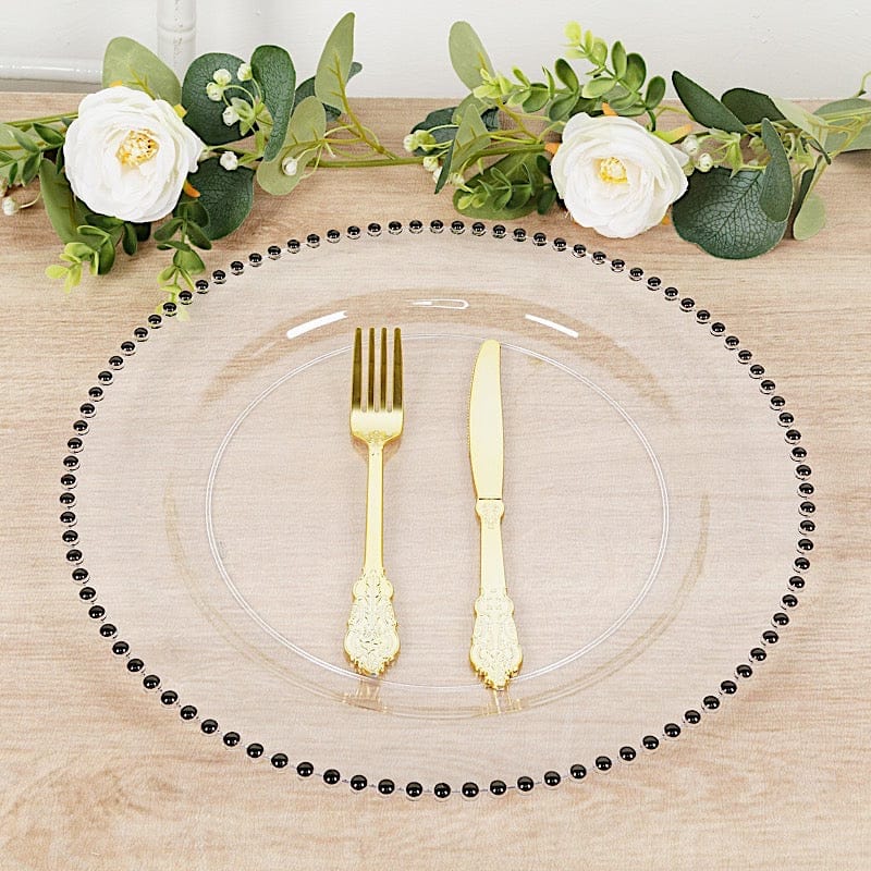 10 Round 13" Plastic Charger Plates with Beaded Rim