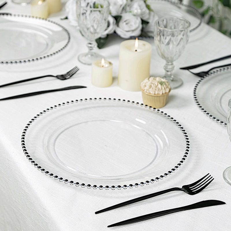 10 Round 13" Plastic Charger Plates with Beaded Rim