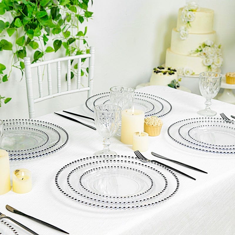 10 Round 13" Plastic Charger Plates with Beaded Rim