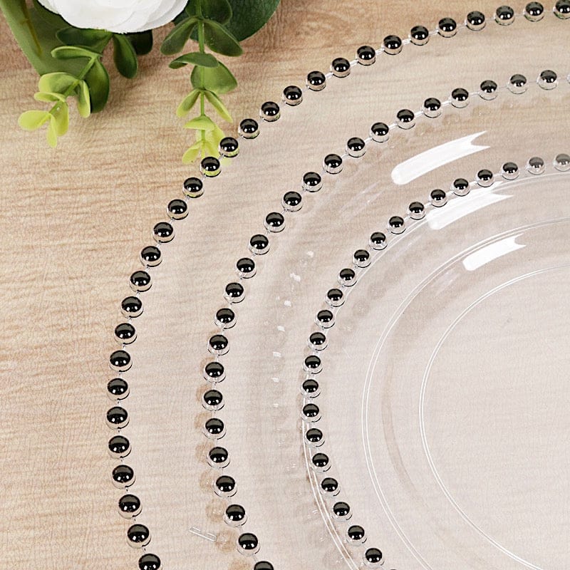 10 Round 13" Plastic Charger Plates with Beaded Rim