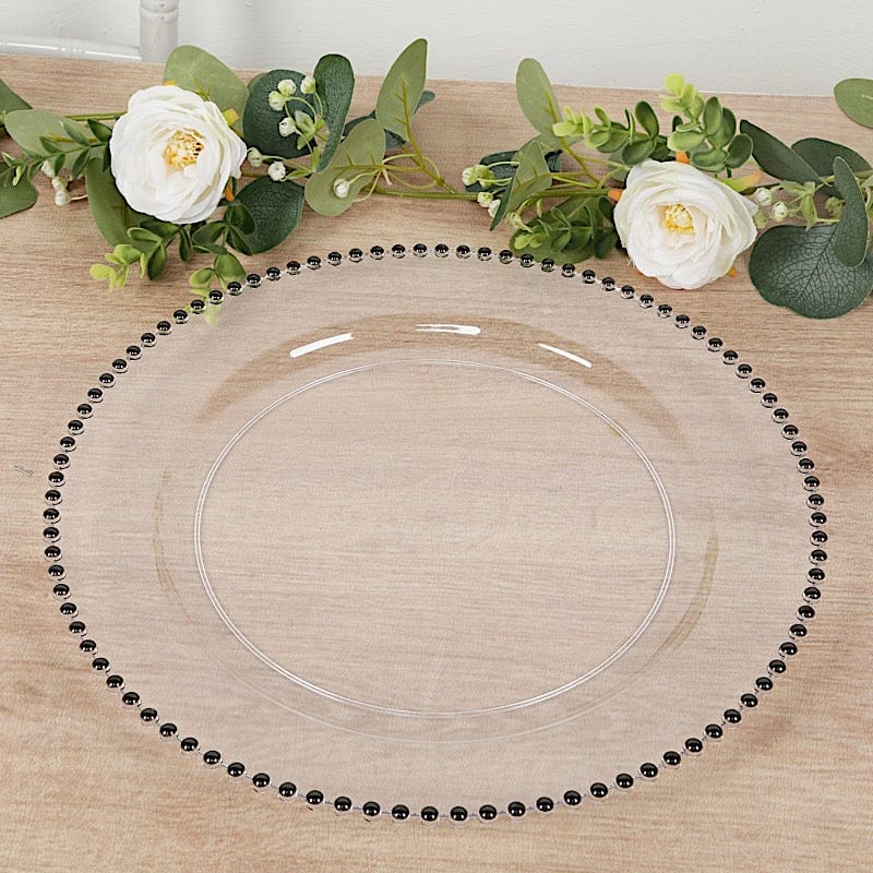 10 Round 13" Plastic Charger Plates with Beaded Rim
