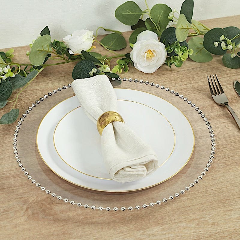 10 Round 13" Plastic Charger Plates with Beaded Rim