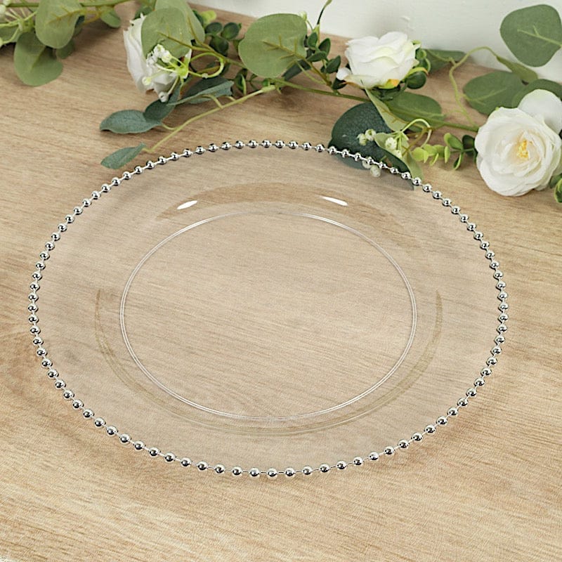 10 Round 13" Plastic Charger Plates with Beaded Rim
