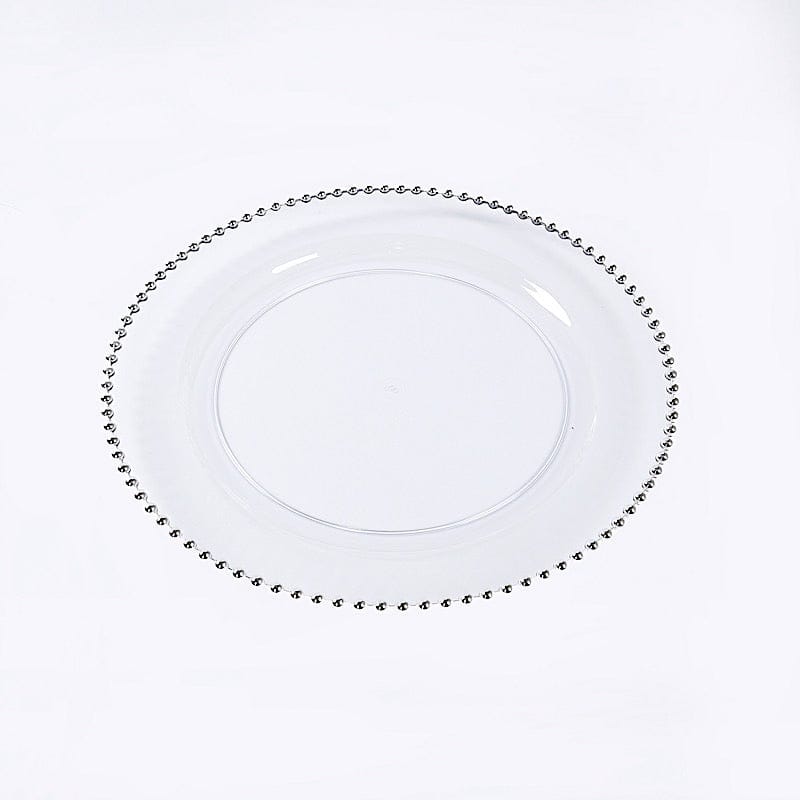 10 Round 13" Plastic Charger Plates with Beaded Rim