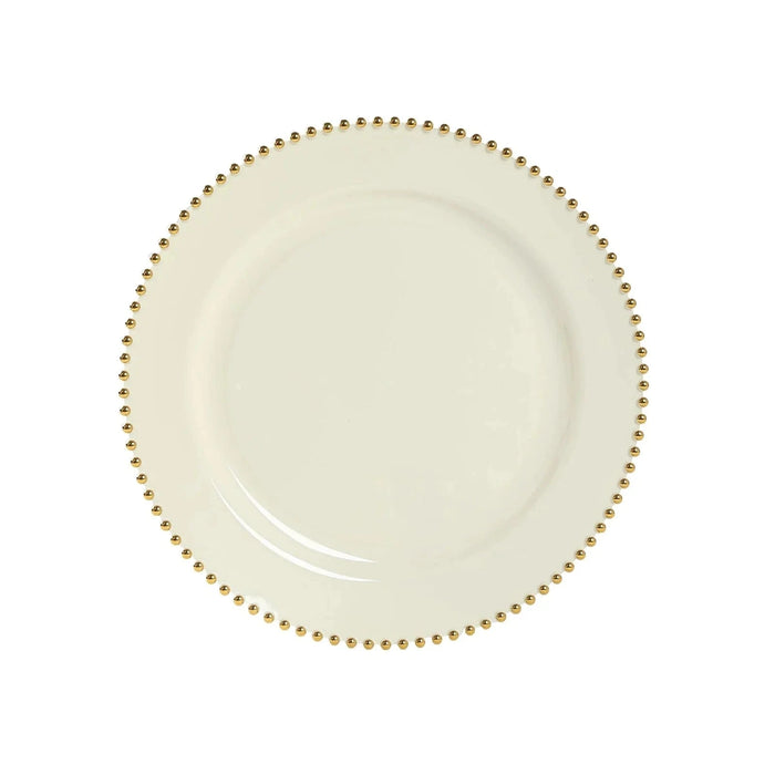 10 Round 13" Plastic Charger Plates with Beaded Rim
