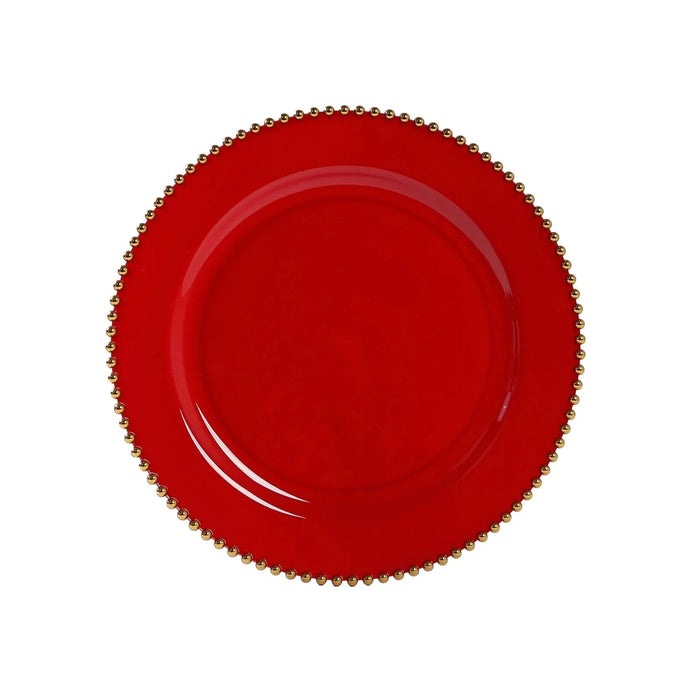 10 Round 13" Plastic Charger Plates with Beaded Rim