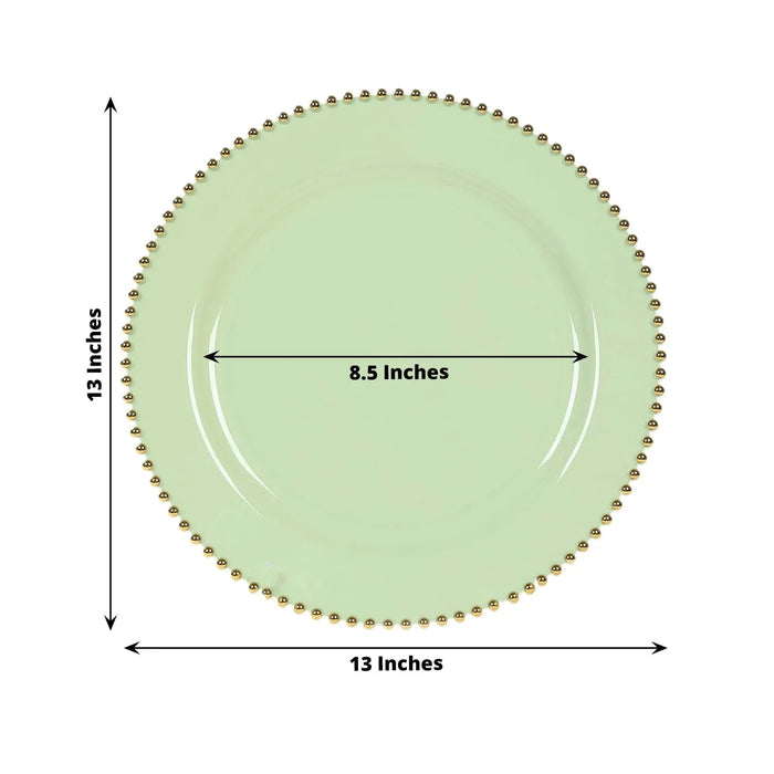 10 Round 13" Plastic Charger Plates with Beaded Rim