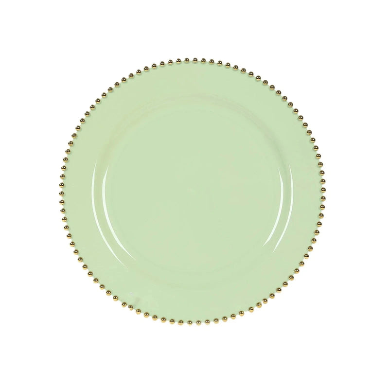 10 Round 13" Plastic Charger Plates with Beaded Rim
