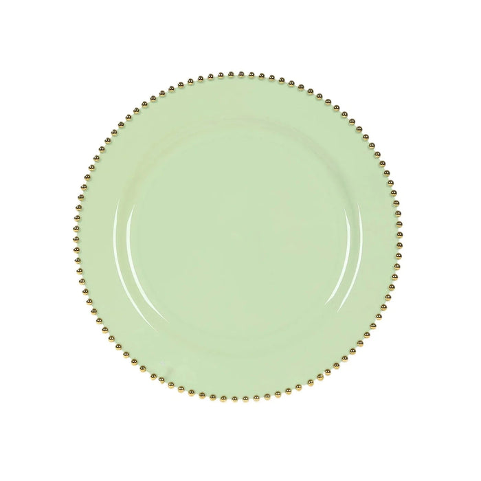 10 Round 13" Plastic Charger Plates with Beaded Rim