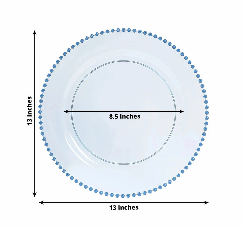 10 Round 13" Plastic Charger Plates with Beaded Rim