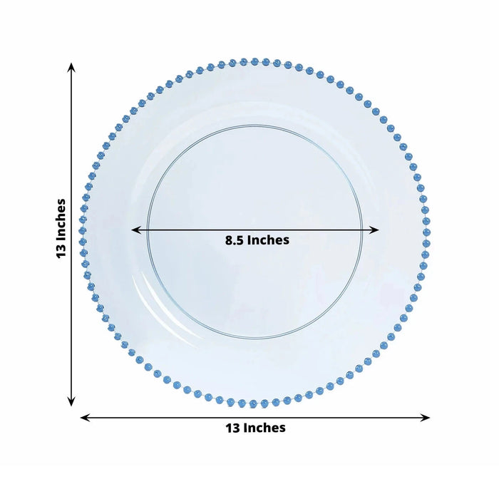 10 Round 13" Plastic Charger Plates with Beaded Rim