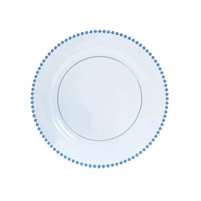 10 Round 13" Plastic Charger Plates with Beaded Rim