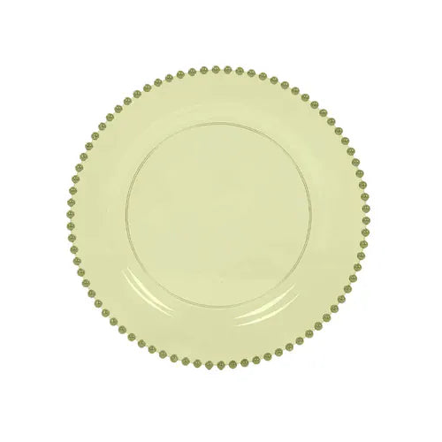 10 Round 13" Plastic Charger Plates with Beaded Rim