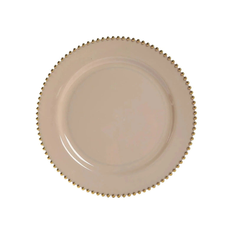 10 Round 13" Plastic Charger Plates with Beaded Rim