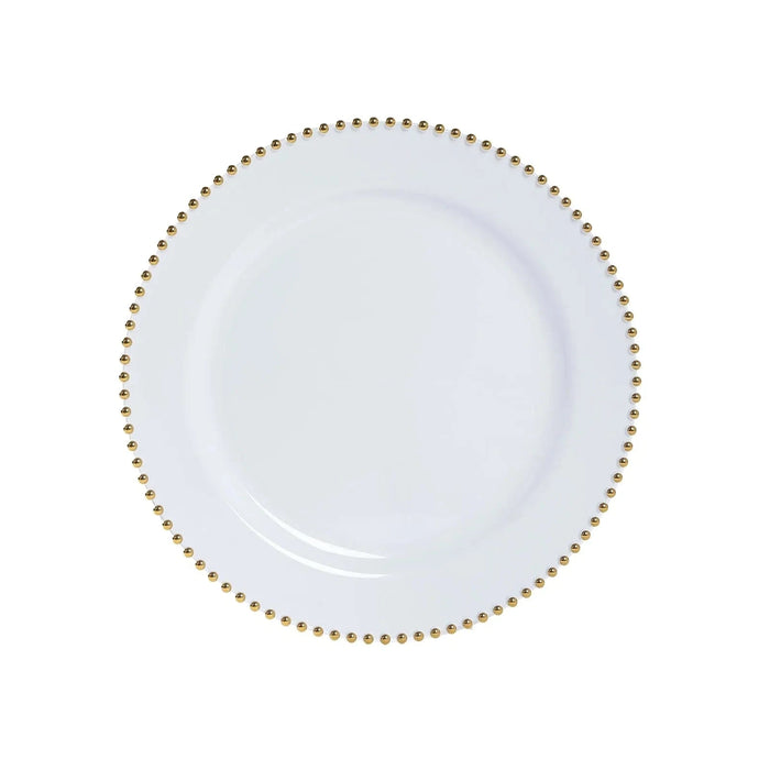 10 Round 13" Plastic Charger Plates with Beaded Rim