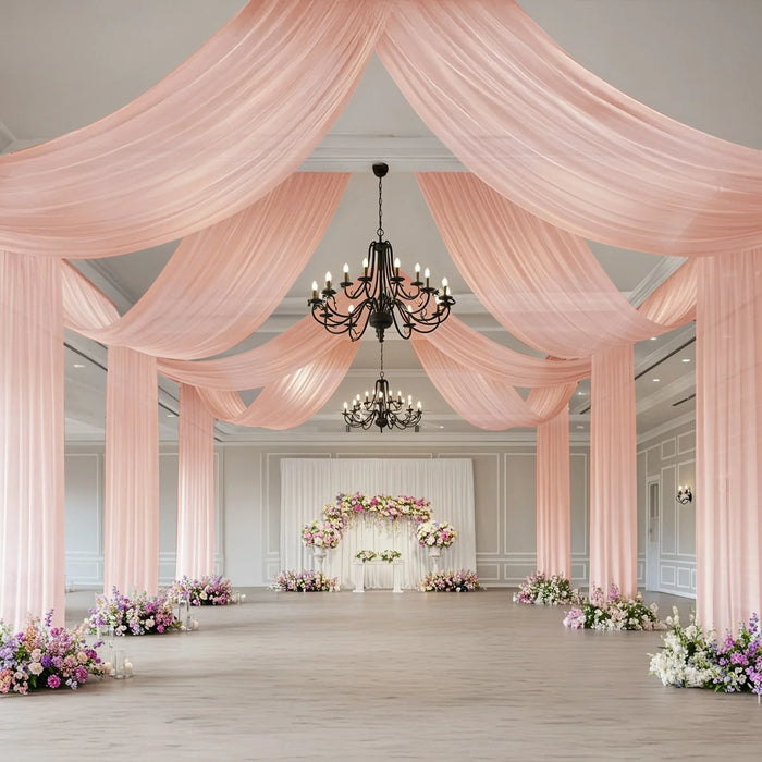5 ft x 32 ft Sheer Chiffon Curtain Backdrop Drapery Panel