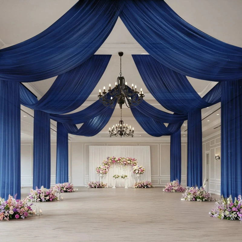 5 ft x 32 ft Sheer Chiffon Curtain Backdrop Drapery Panel
