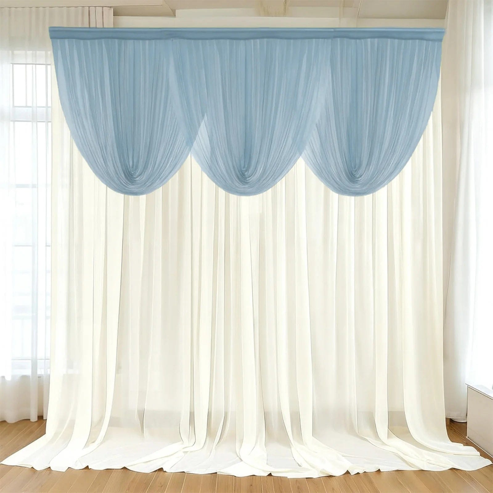 4 ft x 4 ft Sheer Chiffon Valance Curtain Backdrop Drapery Panel