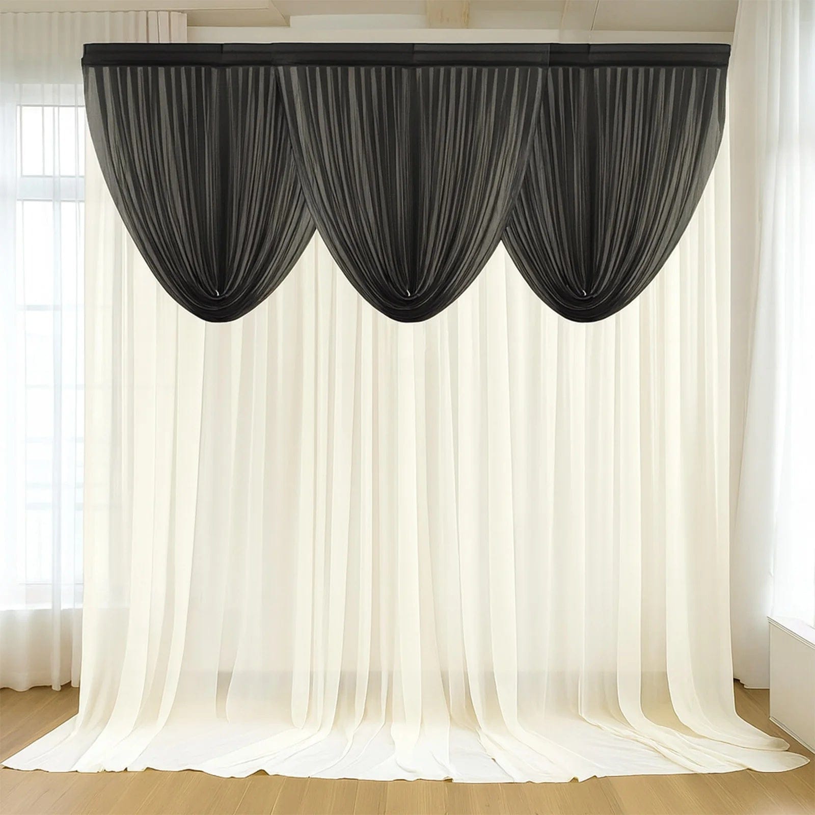 4 ft x 4 ft Sheer Chiffon Valance Curtain Backdrop Drapery Panel