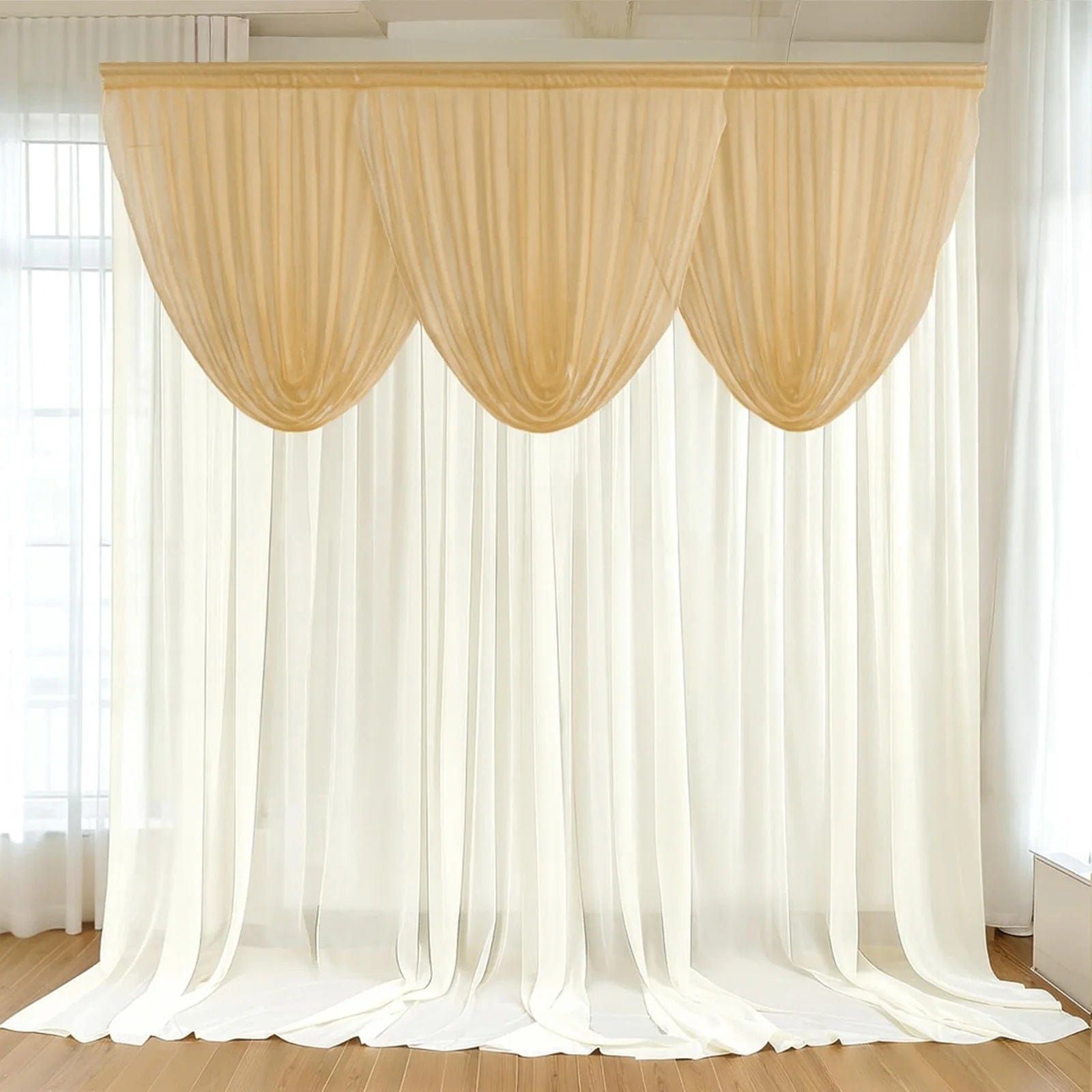 4 ft x 4 ft Sheer Chiffon Valance Curtain Backdrop Drapery Panel
