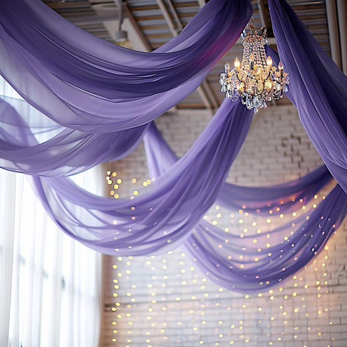 5ft x 32ft Premium Chiffon Sheer Backdrop Curtain Panel Ceiling Drape