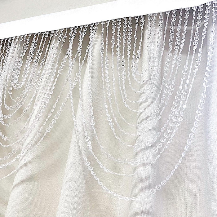 2 Acrylic Crystal Beaded Curtain Valance Fabric Top Rod Pocket - Clear