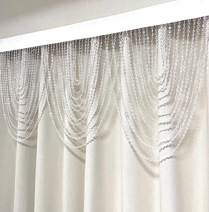 2 Acrylic Crystal Beaded Curtain Valance Fabric Top Rod Pocket - Clear