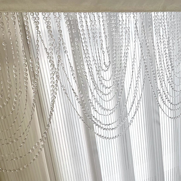 2 Acrylic Crystal Beaded Curtain Valance Fabric Top Rod Pocket - Clear