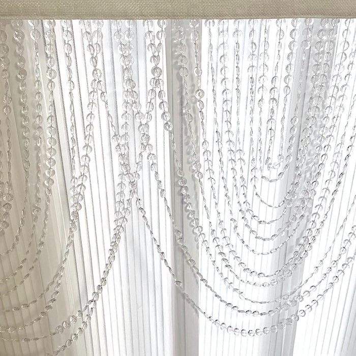 2 Acrylic Crystal Beaded Curtain Valance Fabric Top Rod Pocket - Clear