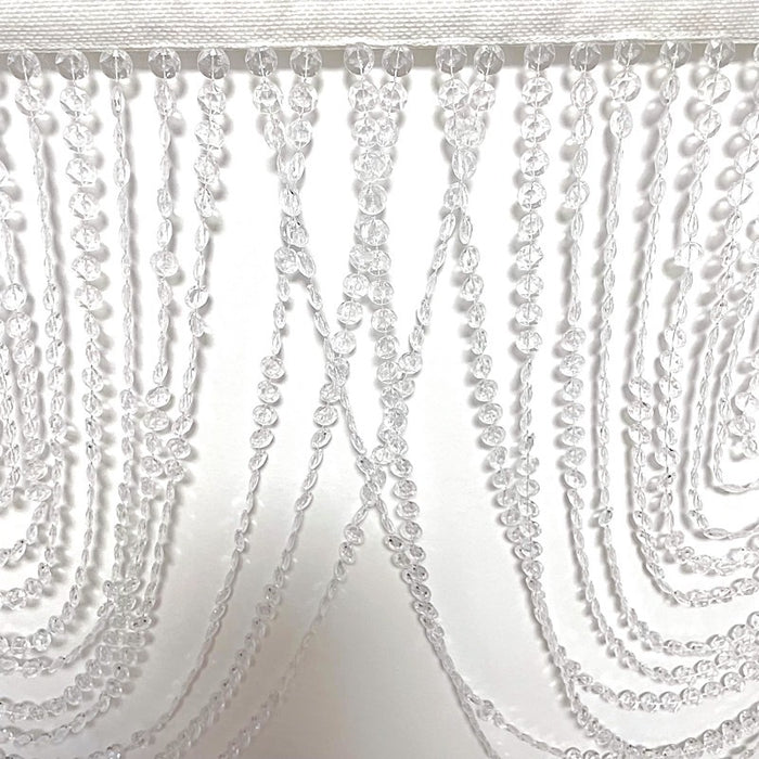 2 Acrylic Crystal Beaded Curtain Valance Fabric Top Rod Pocket - Clear