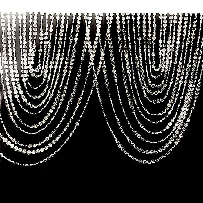 2 Acrylic Crystal Beaded Curtain Valance Fabric Top Rod Pocket - Clear