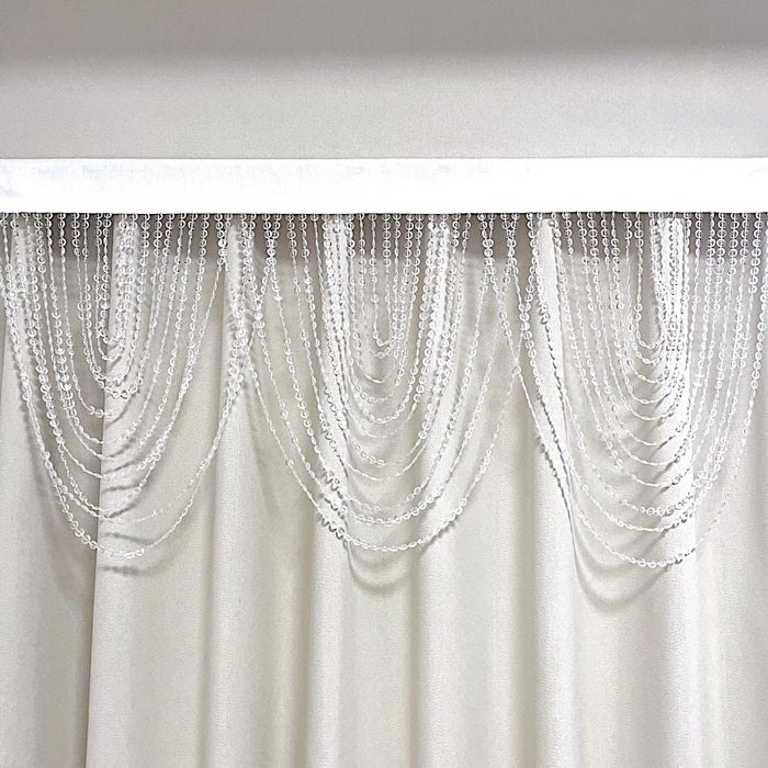 2 Acrylic Crystal Beaded Curtain Valance Fabric Top Rod Pocket - Clear