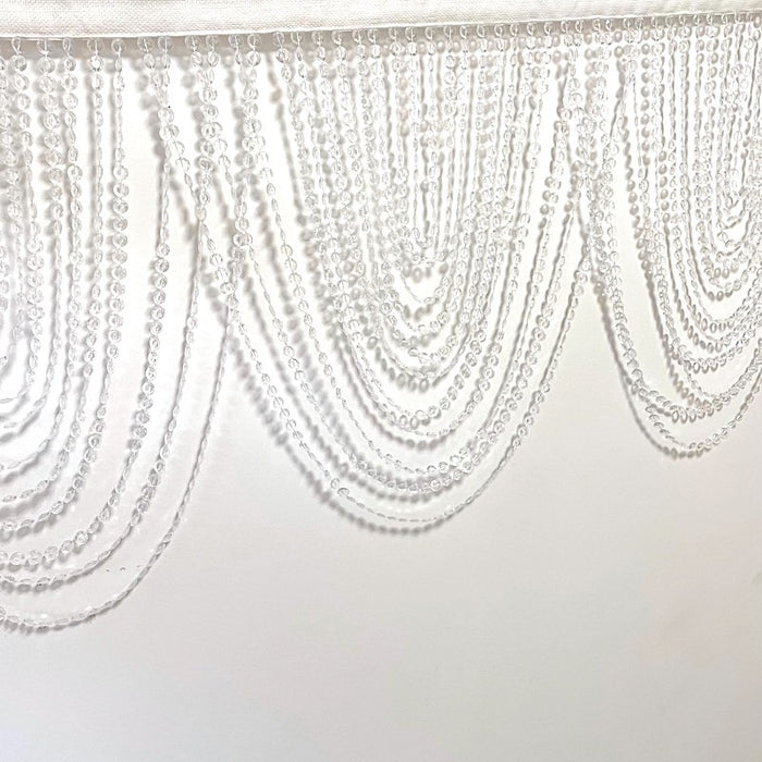 2 Acrylic Crystal Beaded Curtain Valance Fabric Top Rod Pocket - Clear