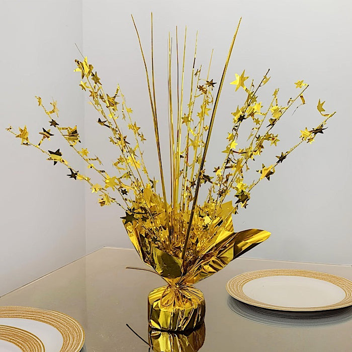 6 Metallic Star Foil Spray Centerpiece Table Decoration - Gold