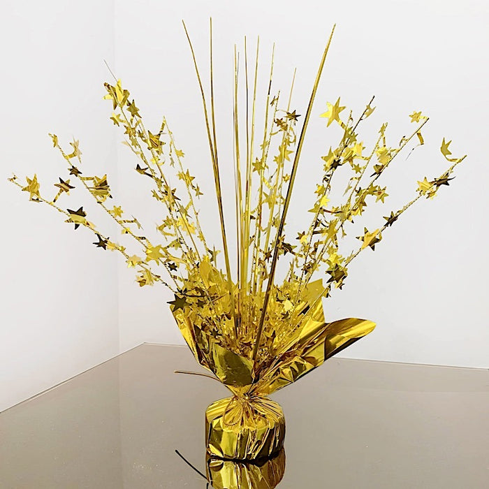 6 Metallic Star Foil Spray Centerpiece Table Decoration - Gold