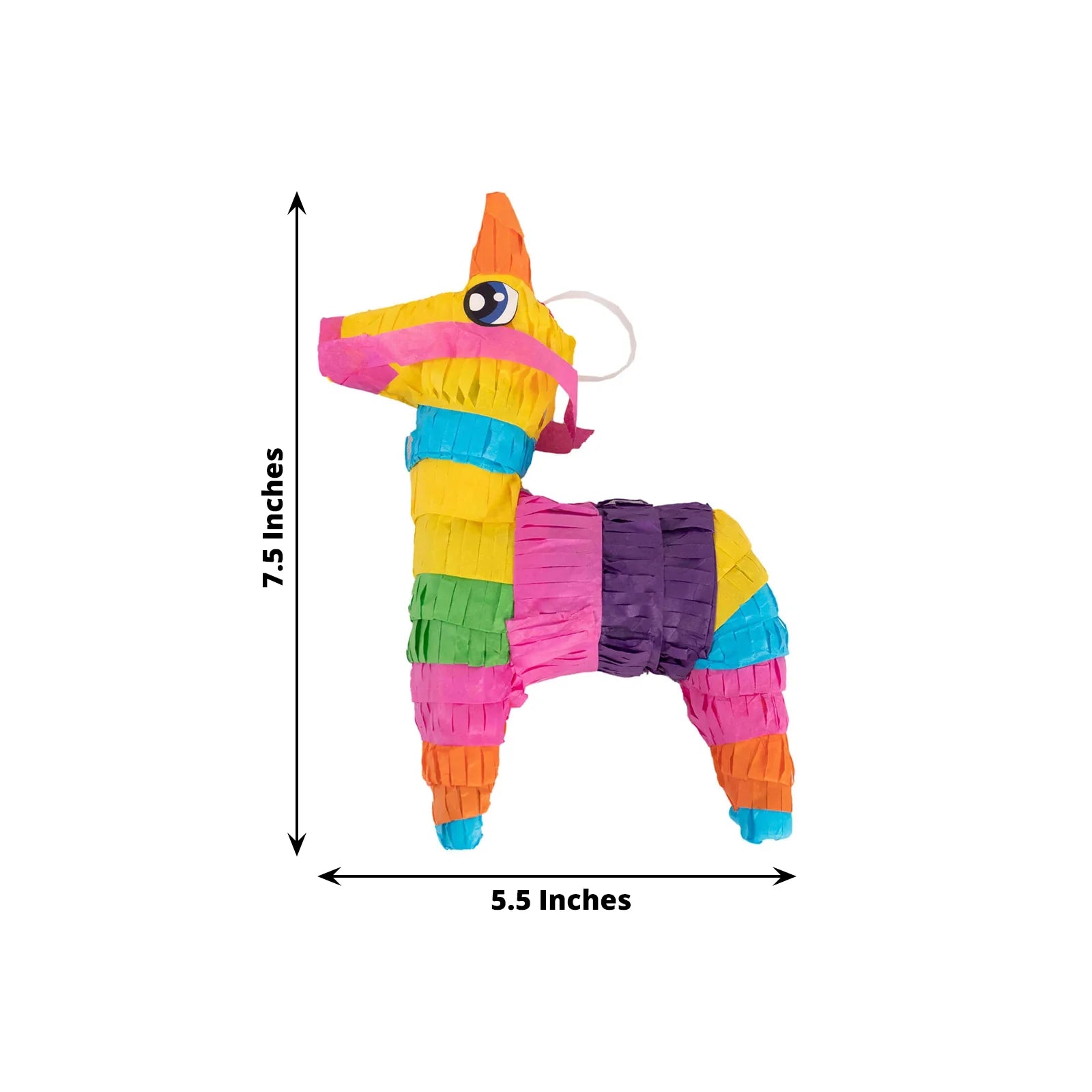 3 Colorful Paper Mini Donkey Pinatas for Fiesta Party Decorations - Assorted