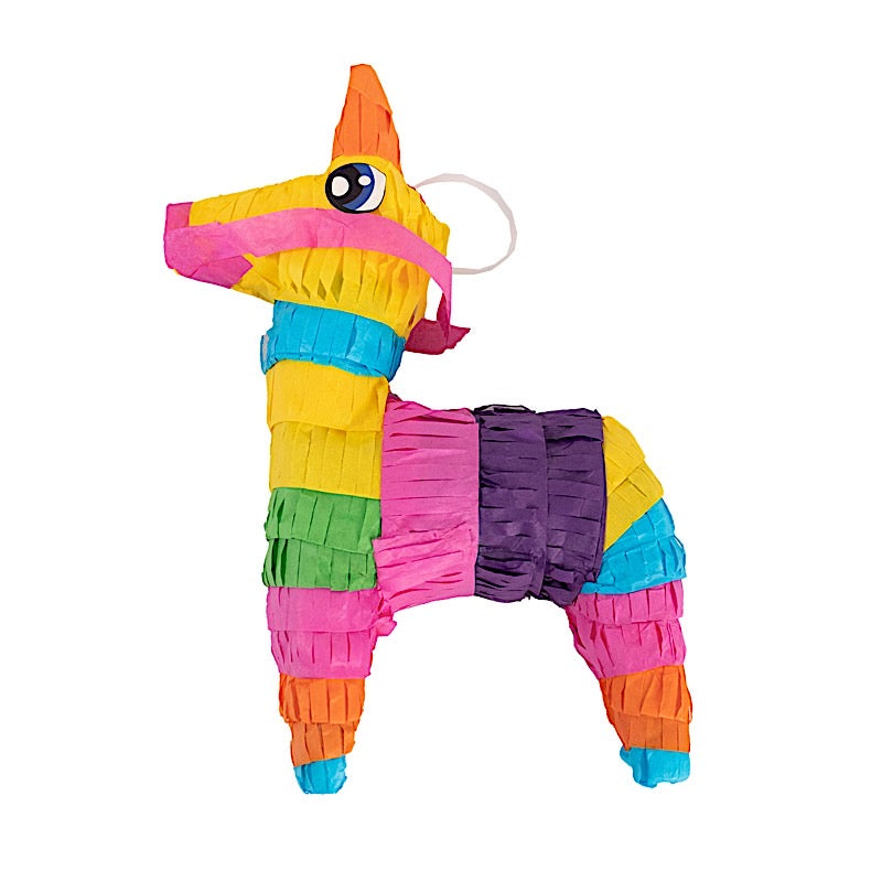 3 Colorful Paper Mini Donkey Pinatas for Fiesta Party Decorations - Assorted