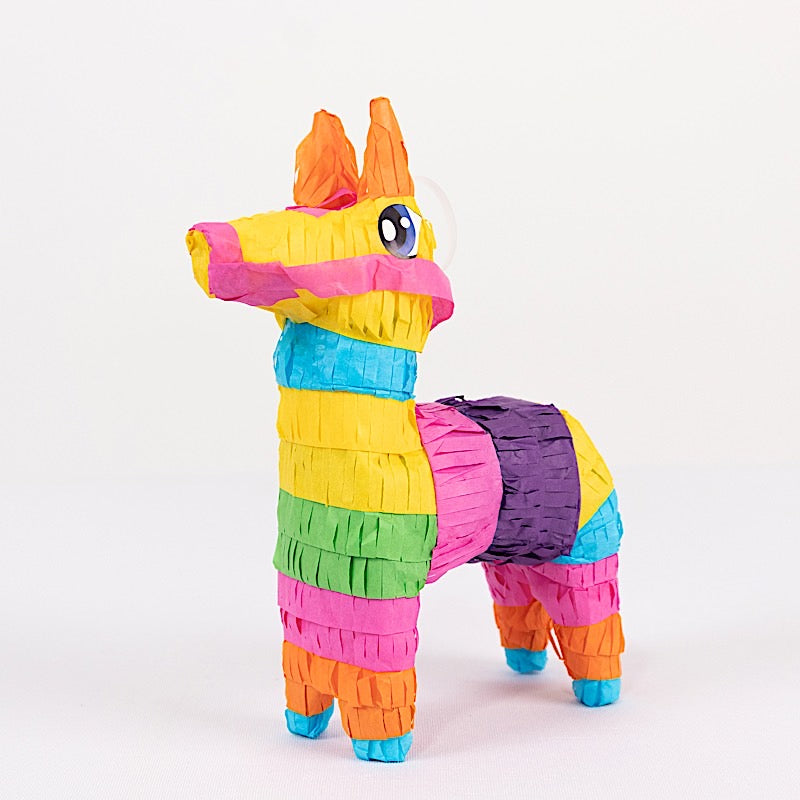 3 Colorful Paper Mini Donkey Pinatas for Fiesta Party Decorations - Assorted