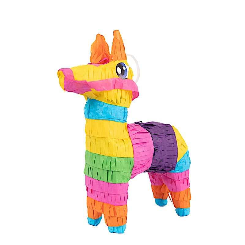 3 Colorful Paper Mini Donkey Pinatas for Fiesta Party Decorations - Assorted