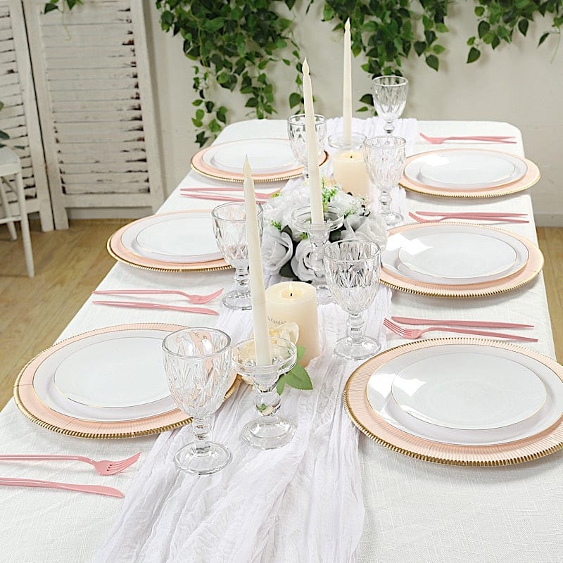 25 Round 13" Disposable Paper Charger Plates with Metallic Rim