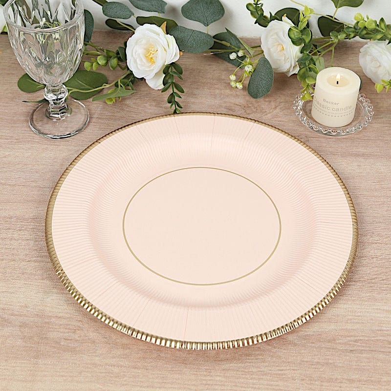 25 Round 13" Disposable Paper Charger Plates with Metallic Rim