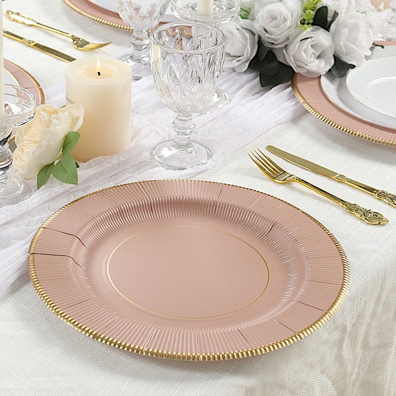 25 Round 13" Disposable Paper Charger Plates with Metallic Rim